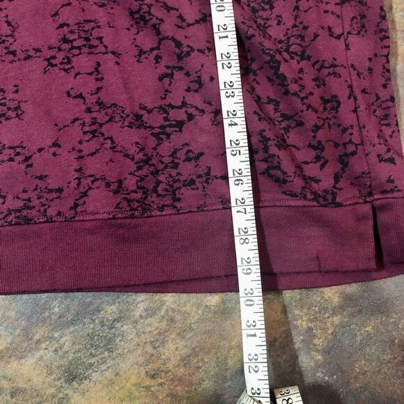 Zella Girls Pullover Crew Neck Front Pocket Long Sweatshirt Burgundy and Black - Picture 8 of 12